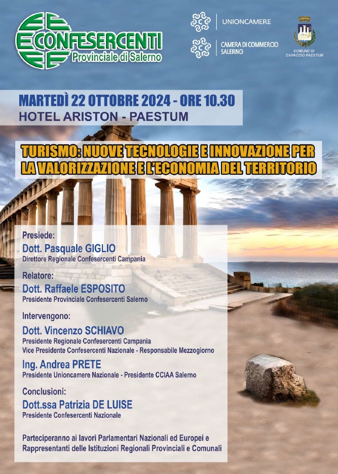 La Presidente de Luise a Paestum al convegno “Turismo, nuove tecnologie e innovazione per la valorizzazione e l’economia del territorio”