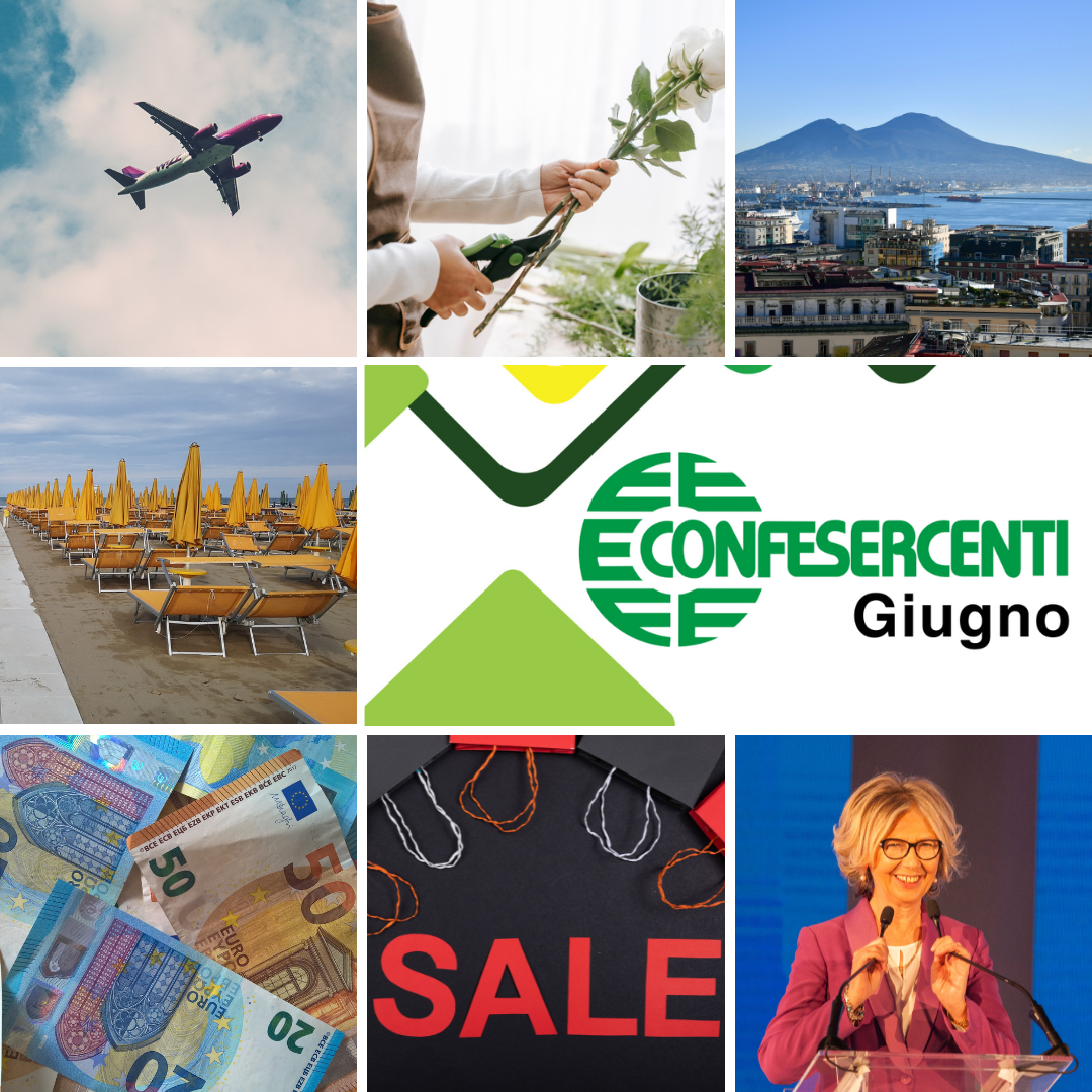 Tariffe aeree, la figura del fiorista, l’incertezza economica, le elezioni Enasarco e gli studi su turismo balneare, quattordicesima e saldi… il giugno di Confesercenti
