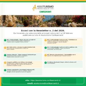 NEWSLETTER DI AREA TURISMO CONFESERCENTI - riepilogo 1 semestre 2026